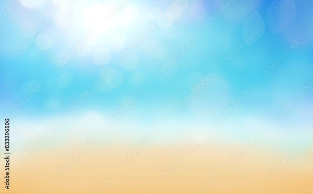An abstract blurred background image of a sandy sunny sand beach in summer with bright sunny sunshine An abstract blurred background image of a sandy sunny sand beach in summer with bright sunny sunshine