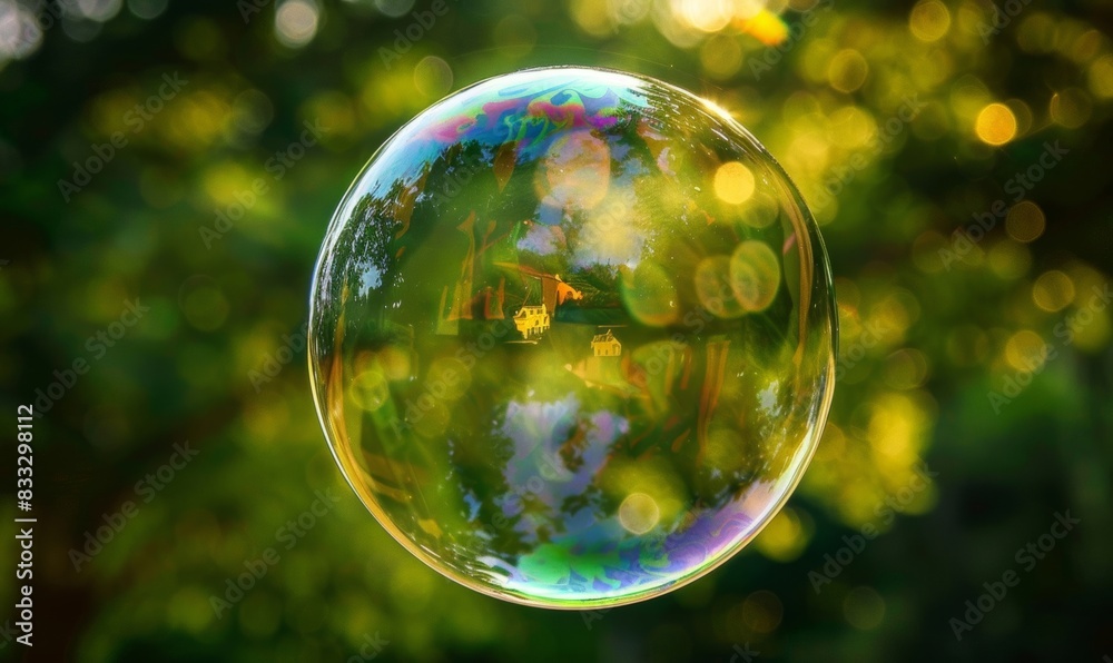 Soap bubbles float in the air, reflecting the beautiful colors of the rainbow. Soap bubbles float in the air, reflecting the beautiful colors of the rainbow.