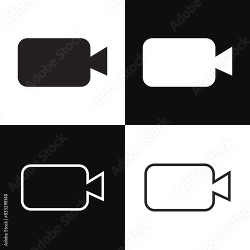 video camera icon for streaming , facetime icons video call symbol. isolated on white and black background. Vector illustration . EPS 10 