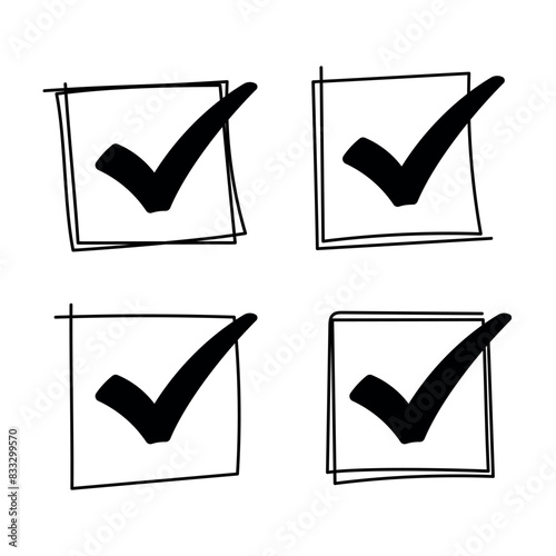 Doodle Style Check Mark Squares Set