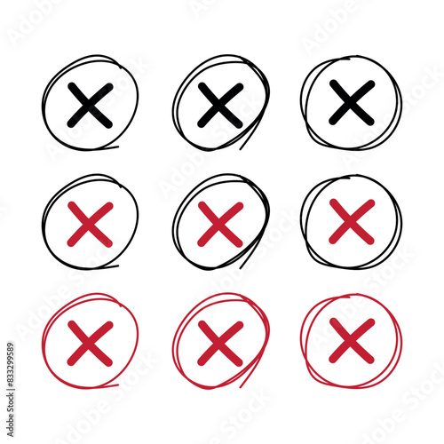 Free Download Doodle Circles Crosses Set Multiple Colours - GFXLoad