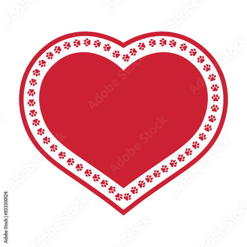 Heart Shape Paw Prints Red
