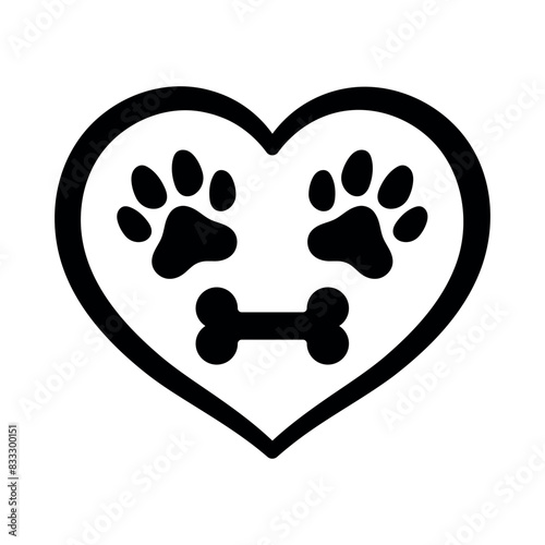 Heart With Paw Prints And Bone