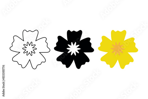 Open Flower Flat Outline Glyph