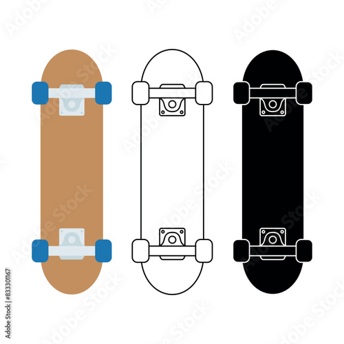 Skateboard Outline Flat Glyph