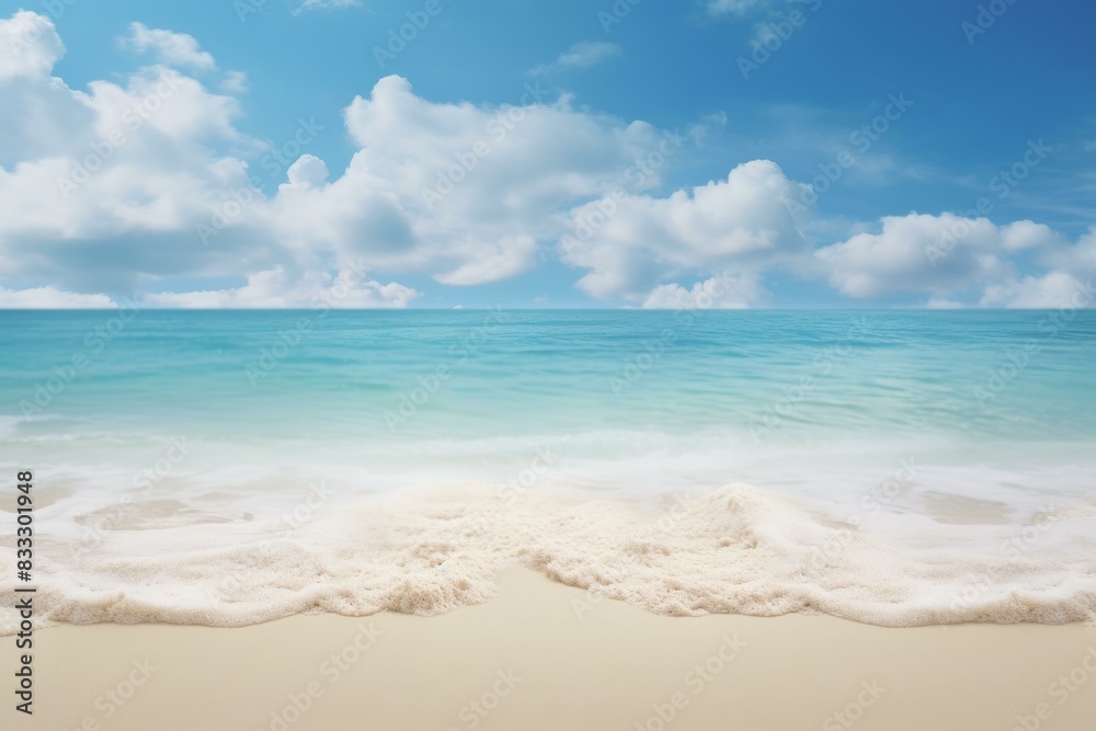 Pristine Tropical sea sand beach. Ocean wave. Generate Ai Pristine Tropical sea sand beach. Ocean wave. Generate Ai