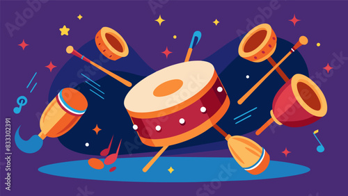 The sound of tambourines and drums adding depth and rhythm to the already dynamic and soulful performance.. Vector illustration