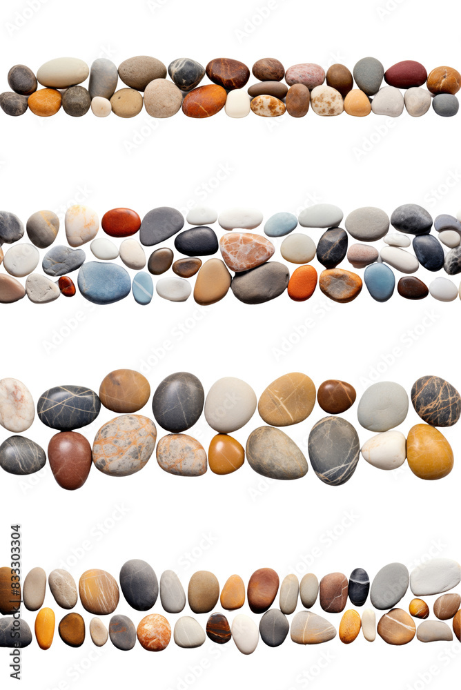 Collection of scattering of river stones on transparent or white background Collection of scattering of river stones on transparent or white background