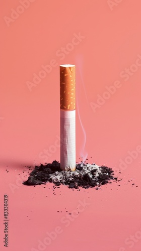 Cigarette resting on top of a mound of cigarettes