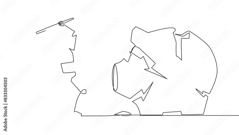 Animation of single one line drawing smart robotic preparing to hit the ...