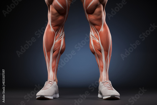 Legs muscle closeup for healthy correct gait concept. Generative AI