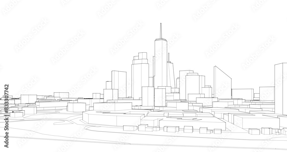 modern city panorama 3d illustration	
