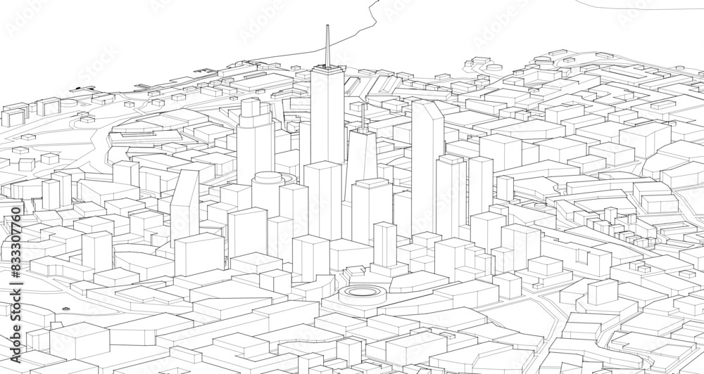 Fototapeta premium modern city panorama 3d illustration 