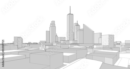 modern city panorama 3d illustration  