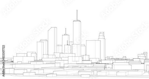 modern city panorama 3d illustration  