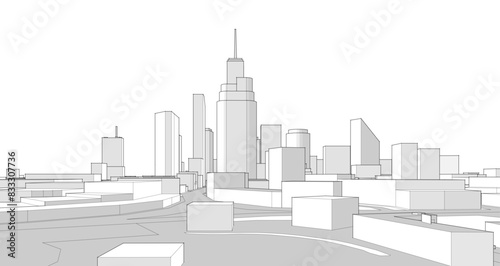 modern city panorama 3d illustration	
