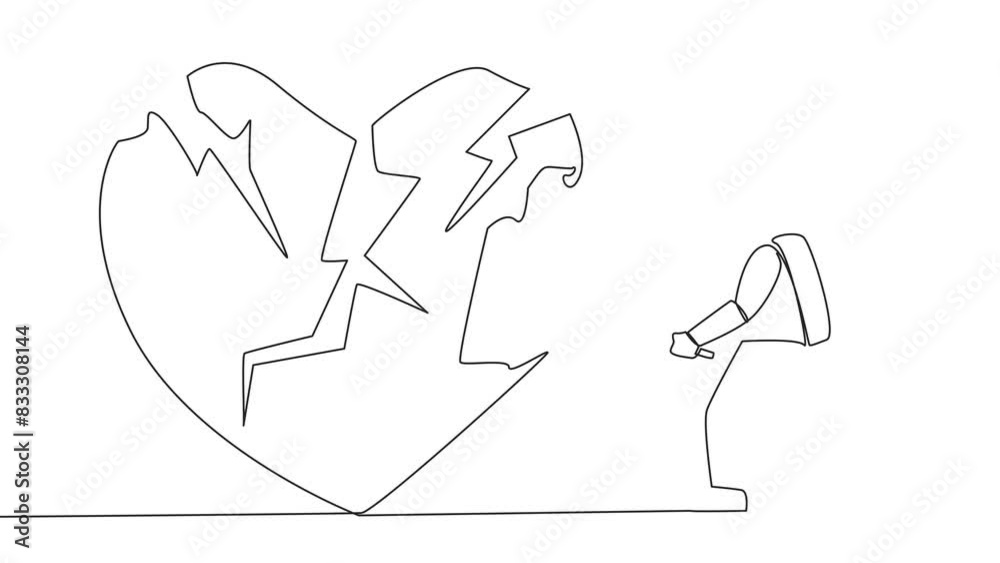 Self drawing animation of single continuous line drawing young ...
