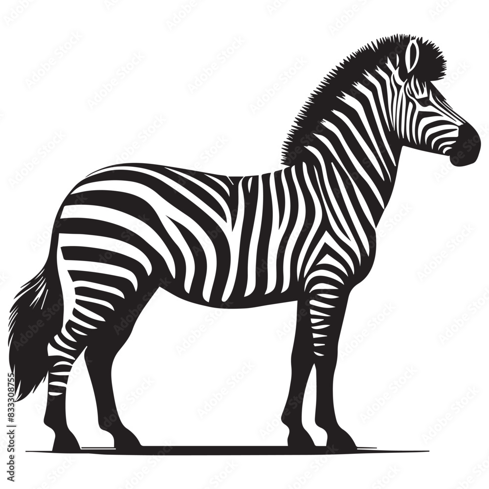 Obraz premium Graphical set of zebra isolated on white background, vector illustration