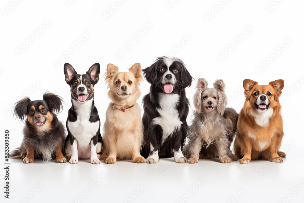 Obraz premium Group of dogs different breeds. Generative AI