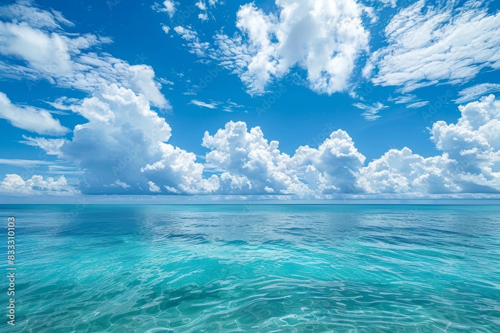 Fototapeta premium Blue Ocean and Clear Tropical Sky Generative AI