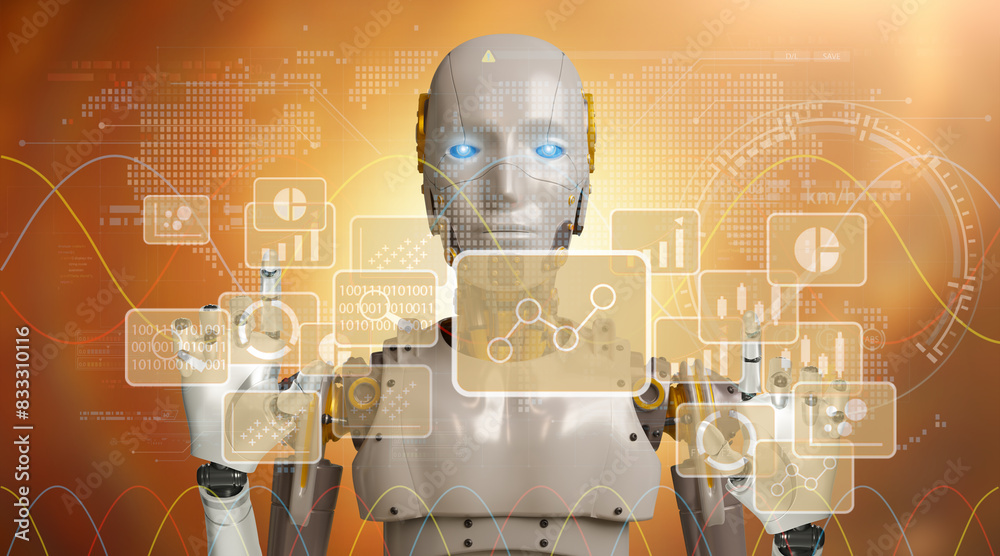 Artificial intelligence robot control futuristic data screen, Ai by ...