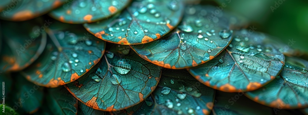Fototapeta premium A texture of green animal skins or scales with beautiful patterns.