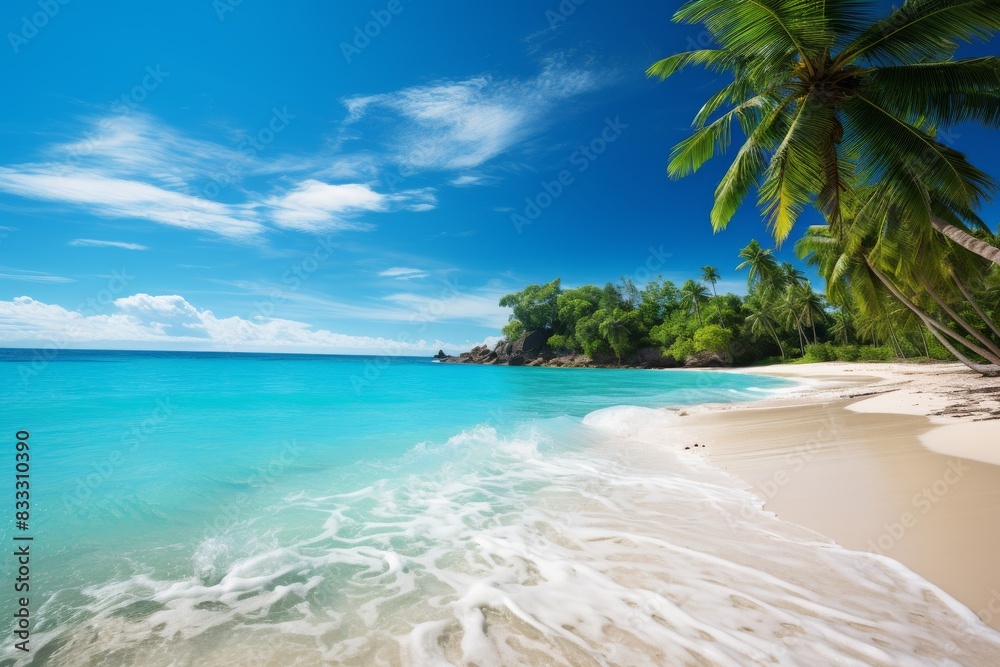 Fototapeta premium Blue Tropical Ocean and Clear Sky Generative AI