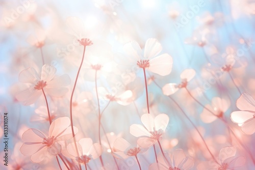 Flowers pattern bokeh effect background backgrounds abstract outdoors. © Rawpixel.com
