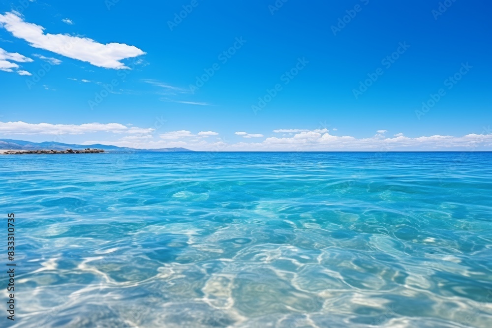 Fototapeta premium Clear Blue Sea and Sky in Tropical Paradise Generative AI