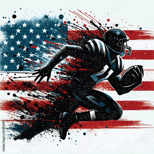 Vector poster Sketch Player of American Football