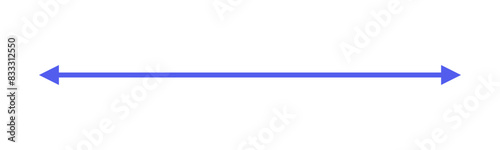Simple blue double-headed straight arrow isolated on transparent background - Indication sign of a long blue arrow - Vector illustration