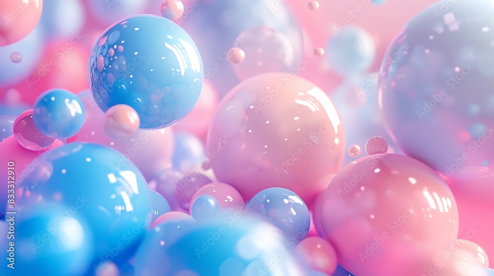 Abstract 3D bubbles with a smooth gradient from pink to blue.