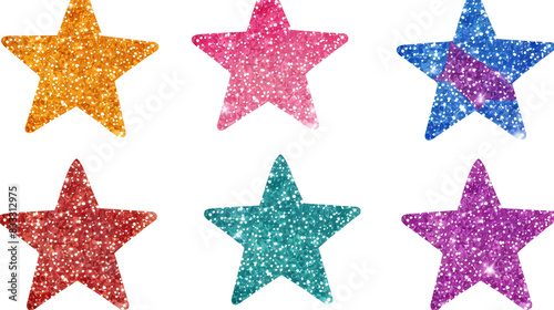 Glitter star sticker set transparent png