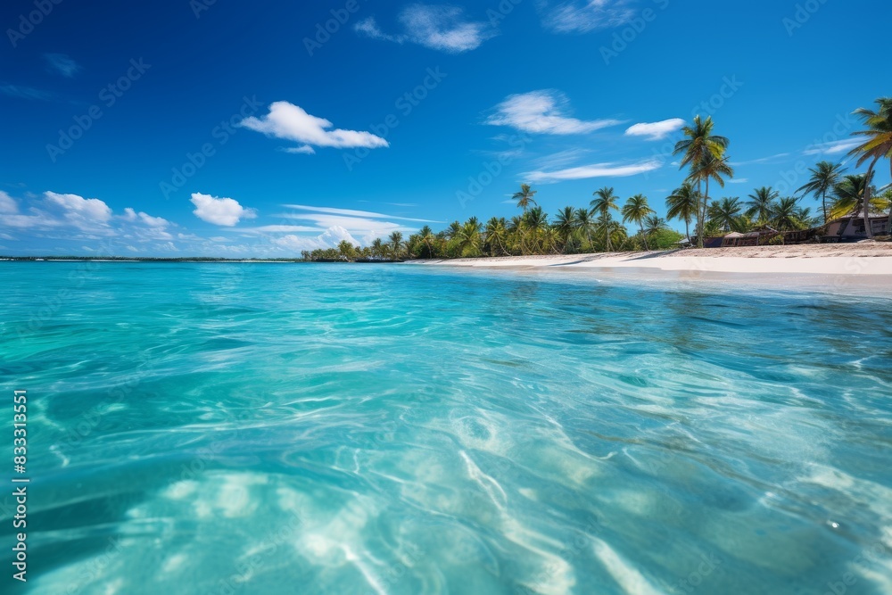 Fototapeta premium Serene Tropical Sea and Clear Sky Generative AI