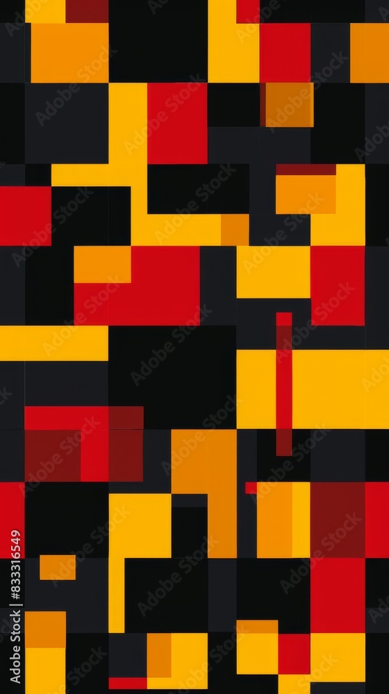 Geometric shapes in yellow, black, and red, reflecting the colors and joyous spirit of a small, electrically charged companion known for its adventurous heart background, ai generated Geometric shapes in yellow, black, and red, reflecting the colors and joyous spirit of a small, electrically charged companion known for its adventurous heart background, ai generated