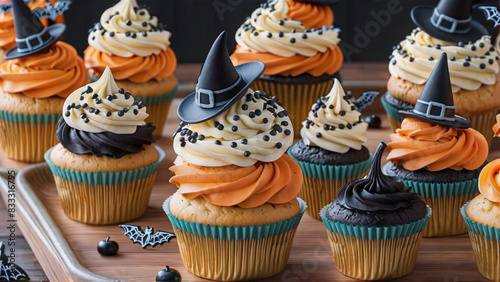 Babeczki halloweenowe, halloween cupcakes, słodycze, ciastka na halloween photo