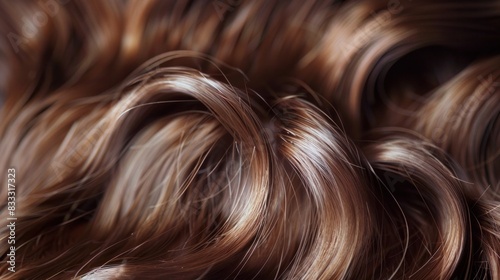 Close-up of shiny, curly brown hair.