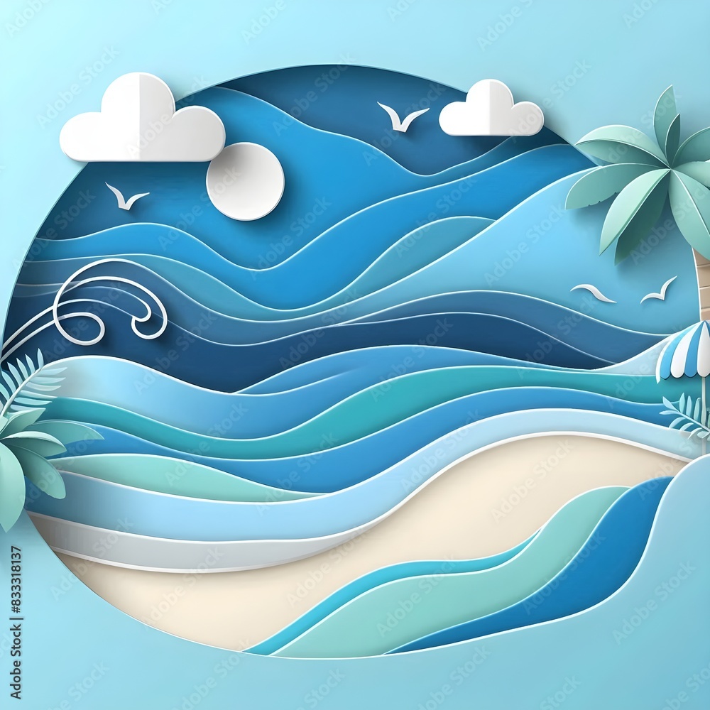 Landscape with blue waves