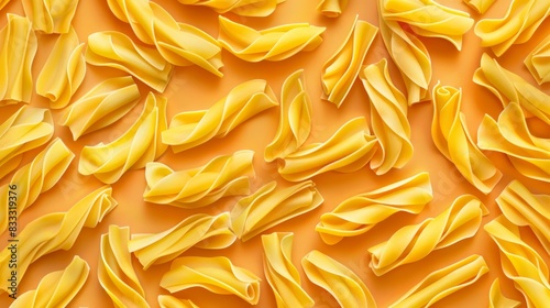 A pattern of uncooked fusilli pasta.  