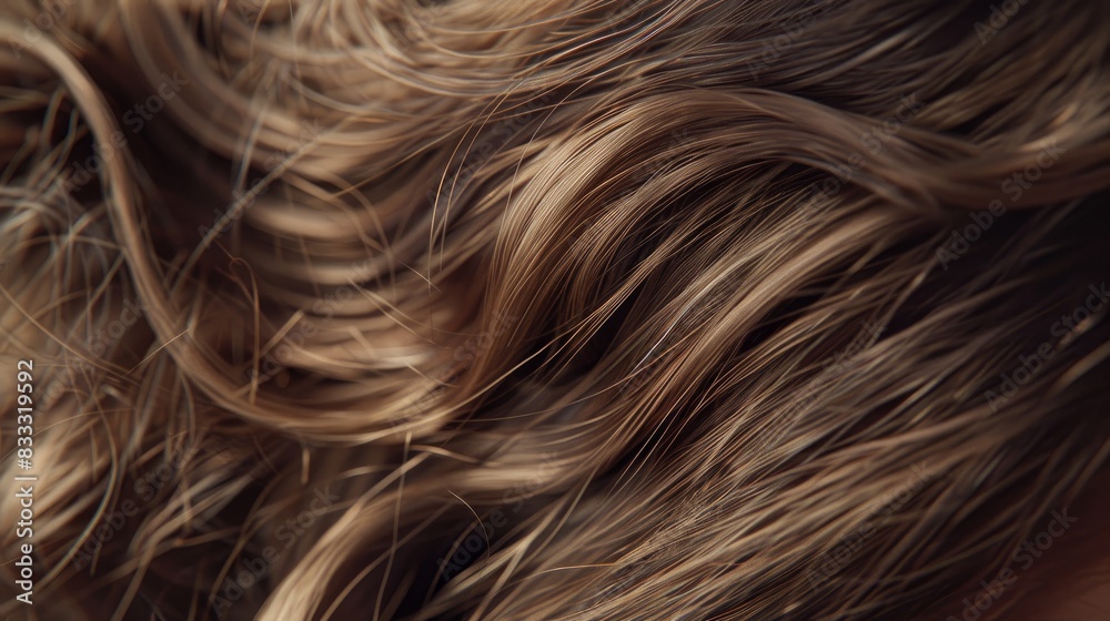Naklejka premium Close-up of smooth, natural brown hair.