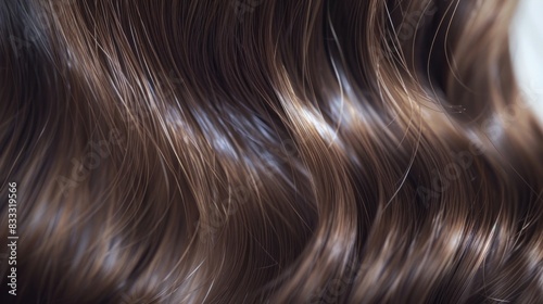 Close-up of smooth, natural brown hair.