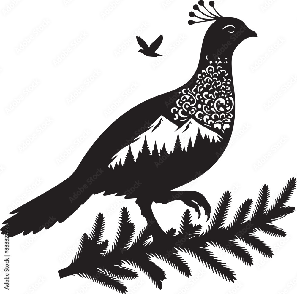 Obraz premium grouse silhouette vector illustration white background