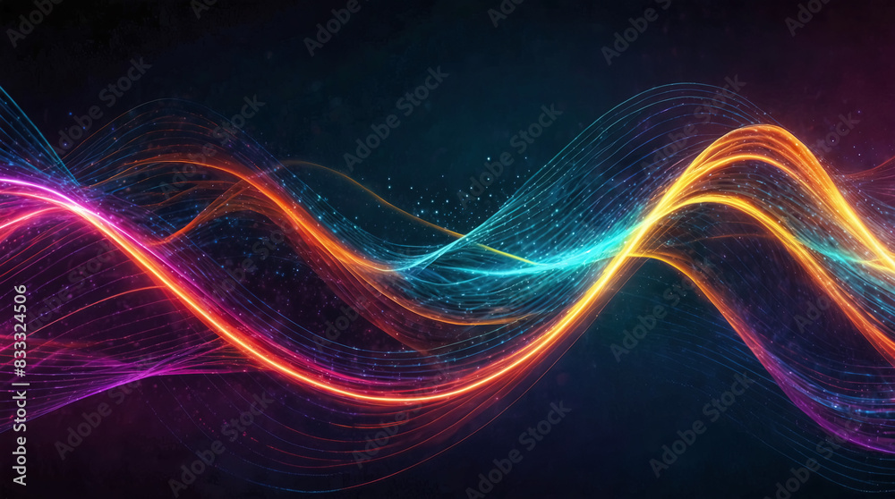 Wave of dots and weave lines. Abstract background. Network connection structure. Generated AI, Wave of dots and weave lines. Abstract background. Network connection structure. Generated AI,