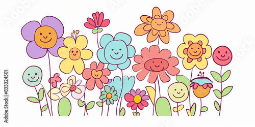 Simple Abstract hand drawn various shapes and doodle Botanical Nature flowers and Leaves objects contemporary modern trendy vector Elements