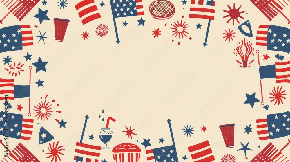 Obraz premium Blank vintage card for Independence Day 4th of July in USA