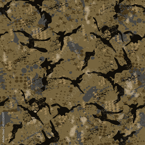Abstract camouflage mimetic wallpaper grunge vector seamless pattern