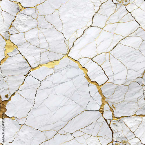 White stone background with gold splashes. Texture illustration for design of floors, countertops, wall tiles.
