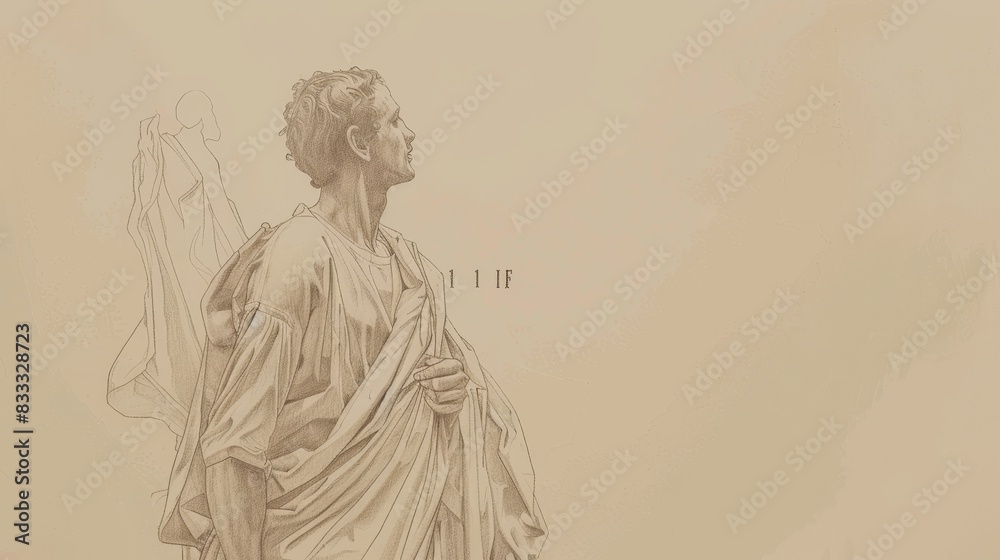 Naklejka premium Biblical Illustration of 1 John 1: Proclamation of Word of Life, Walk in Light, Assurance of Forgiveness on Beige Background with Copyspace