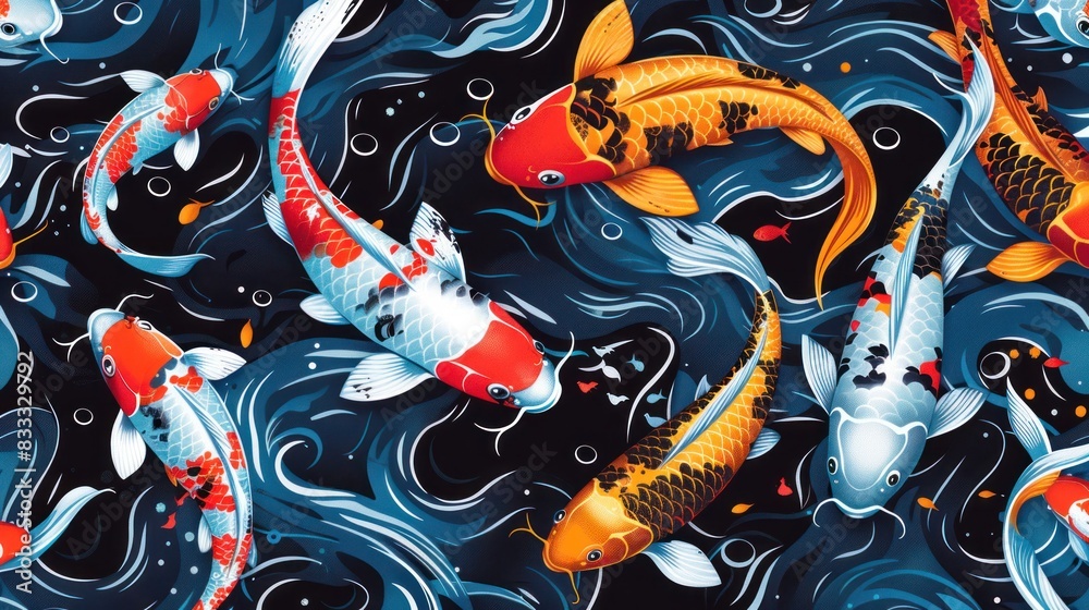 Japanese koi fish pattern with vibrant colors swimming gracefully in a serene pond --ar 16:9 Job ID: 6215726e-1e8c-4144-9661-8bc517072f8c Japanese koi fish pattern with vibrant colors swimming gracefully in a serene pond --ar 16:9 Job ID: 6215726e-1e8c-4144-9661-8bc517072f8c