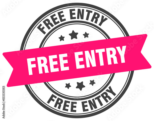 free entry stamp. free entry label on transparent background. round sign